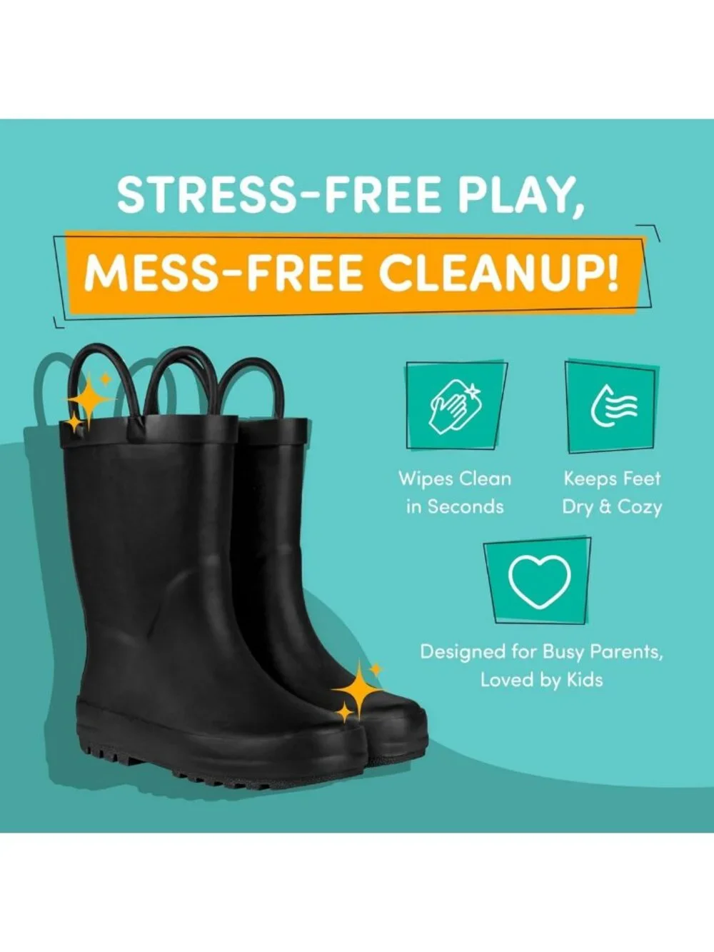 Premium Natural Rubber Rain Boots for Toddlers & Kids | Solid Design, Waterproof